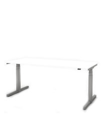 Zit/sta Thuiswerkplek afm. 120x80cm met wit blad en alu onderstel incl. stekkerdoos.