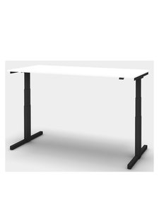 Zit/sta Thuiswerkplek afm. 120x80cm met wit blad en zwart onderstel incl. stekkerdoos.