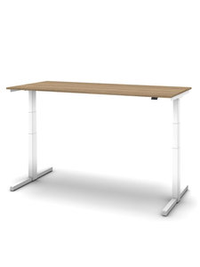 Zit/sta Thuiswerkplek afm. 120x80cm met eiken blad en wit onderstel incl. stekkerdoos.