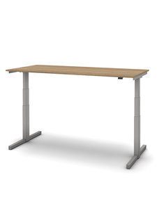 Zit/sta Thuiswerkplek afm. 120x80cm met eiken blad en alu onderstel incl. stekkerdoos.