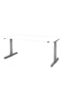 Zit/sta Thuiswerkplek afm. 120x80cm met wit blad en alu onderstel incl. stekkerdoos.